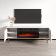 thumbnail image 4 of Camelia BL-EF Fireplace TV Stand for TVs up to 70", Mid-Century Modern Matte 63" Entertainment Center, Electric Fireplace TV Media Console with Storage Cabinets, 4 of 6