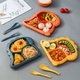 thumbnail image 3 of HLONK Silicone Toddler Plates with Spoon Fork Bowl set  Baby Divided Dinosaurs Plates Self Feeding Training Baby Dinner Plate Set, 3 of 7