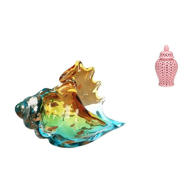 Figura de de cristal, animal marino, arte decorativo, estatua artesanal, adorno, tarro de cerámica para jengibre, tarro decorativo de