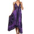 thumbnail image 1 of Sakkas Women's Batik Medallion Handkerchief Hem Adjustable Dress - Navy / Purple - OS, 1 of 4