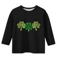 thumbnail image 4 of Girls St Patricks Day Shirt Black 3/4 Sleeve Glitter Shamrock Soft Stretch Polyester Spandex Relaxed Fit Casual Holiday Tee for Kids 4-12,Size 7-8T, 4 of 4