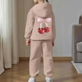 thumbnail image 4 of BUWTTED Girls Activewear Jogger Sets - 2 Piece Cherry Print Graphic Pullover Hoodie Sweatshirt Sweatpants Sweatsuit Outfits Khaki 12-13 Y, 4 of 7