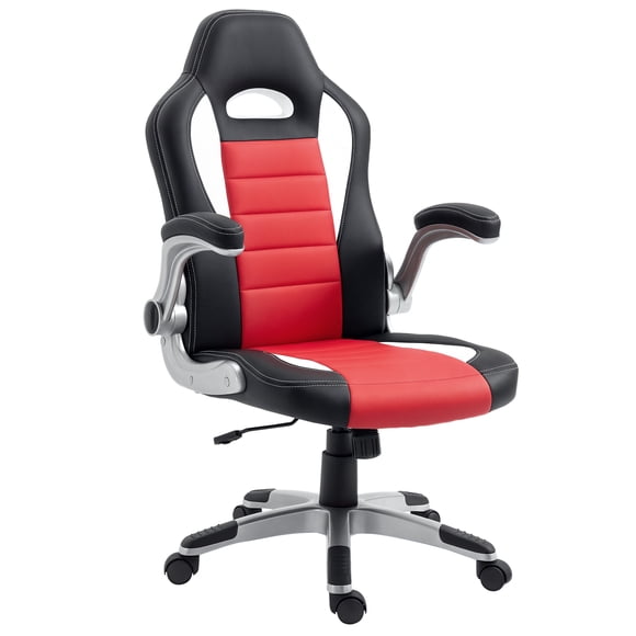 HOMCOM Racing Gaming Chair PU Leather Computer Chair with Flip Up Armrest