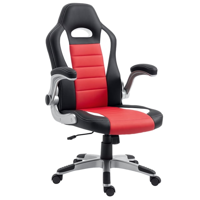HOMCOM Racing Gaming Chair PU Leather Computer Chair with Flip Up Armrest