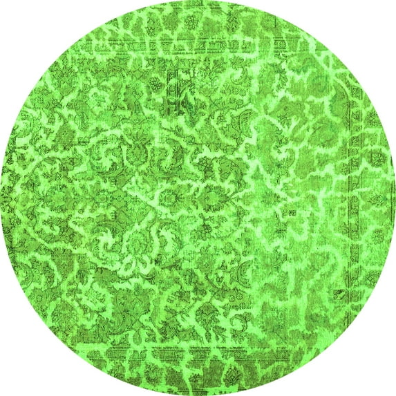 Ahgly Company Indoor Round Abstract Green Contemporary Area Rugs, 3' Round