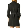 thumbnail image 4 of MODA NOVA Juniors Contrast Line Long Sleeves Belted Waist Dress with Pockets, 4 of 8