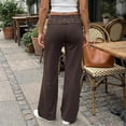 thumbnail image 4 of Women's High Waist Wide Leg Yoga Pants with Rhinestone Fold Over Waistband, Stretch Flared Lounge Trousers, Casual Palazzo Pants for Work & Daily Wear Coffee S, 4 of 7