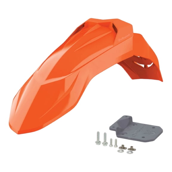 Polisport Supermoto (SM) Motocross (MX) UFX Front Fender - Fits KTM (2013-22) & Husqvarna (2016-22) Full Size Dirt Bikes - Orange