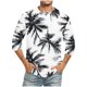 thumbnail image 1 of Camisetas de Manga Larga para Hombres Tres Cuartos de Manga Hawaii Impresión Movimiento Culturismo Camiseta, Mezcla de Poliéster de Lino de Algodón, 1 of 9