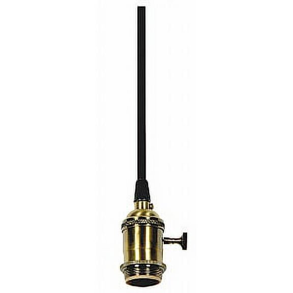 Satco Cast Brass Regular Antique On/Off Socket with Rayon Black Wire