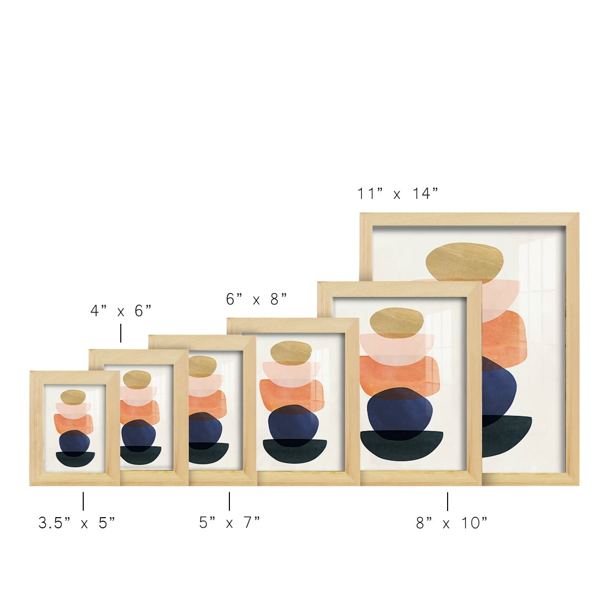 Mod Pods II -Framed Print w/glass-Natural Wood