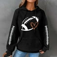 thumbnail image 2 of FAVIPT Women' Football Lover Casual Waffle Hoodie,Waffle Knit Hoodie for Women Game Day Sweatshirt Oversized Graphic Long Sleeve Sweater Football Season Pullover 2024 Black,L, 2 of 4