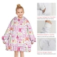 thumbnail image 6 of Pink Butterfly Word Pattern Blanket Hoodies for Kids 6-13YR Oversize Wearable Blanket Hoodies for Boys Girls Teens, 6 of 7