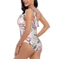 thumbnail image 6 of Daiia Rose Flowers Women's One Piece Swimsuits Personalized One Shoulder Swimwear Asymmetric Ruffle Bathing Suits-Large, 6 of 8