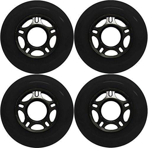 Inline Skate Wheels 76mm 89A Outdoor Black Rollerblade Hockey 8 Pack 