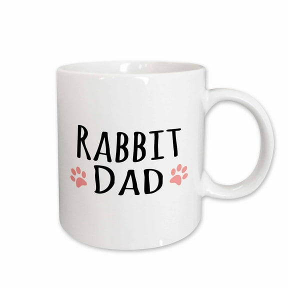 3drose, Rabbit Dad - for Bunny Rabbit Lovers and Pet Owners - with Pink Paw Prints, 11oz Mug