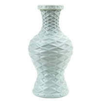 Plastic Imitation Glazed Decorative Vase for Flower Arrangements - Blue Home Decoration, Dried Flower Pot for Living Room & TV Cabinet, 28cm Tall, Durable Plastic Design