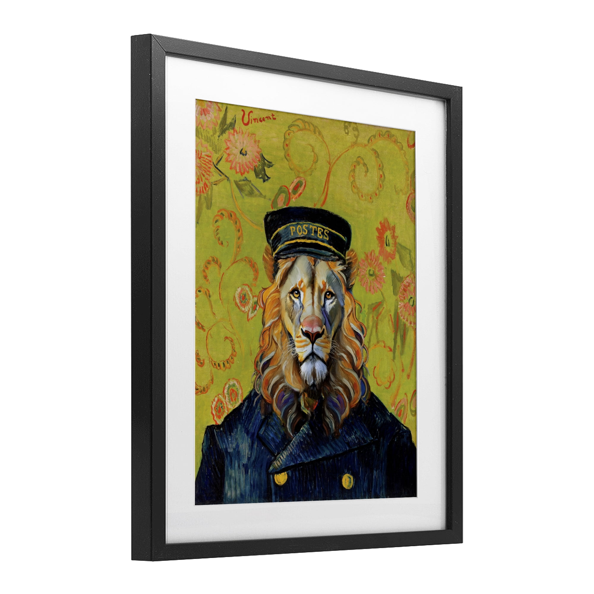 Stupell Industries French Lion Postmaster Black Framed Print Under Glass, design by Grotto Studios