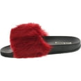 thumbnail image 2 of Cape Robbin Moira-5 Women Flip Flop Faux Fuzzy Fur Slide Slip On Flat Sandal Shoe Slipper, Wine, 7, 2 of 4