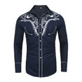 thumbnail image 2 of Daupanzees Men's Long Sleeve Embroidered Shirts Slim Fit Casual Button Down Shirt S-XXL, 2 of 5
