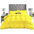 thumbnail image 3 of D.N.G. BEDDINGS Luxurious 3 Piece Pom Pom Pinch Pleated Comforter Set, 800 Thread Count, 100% Egyptian Cotton, White Vintage Pom-Pom Fringe (Oversized Super King Size Solid Yellow Color), 3 of 5