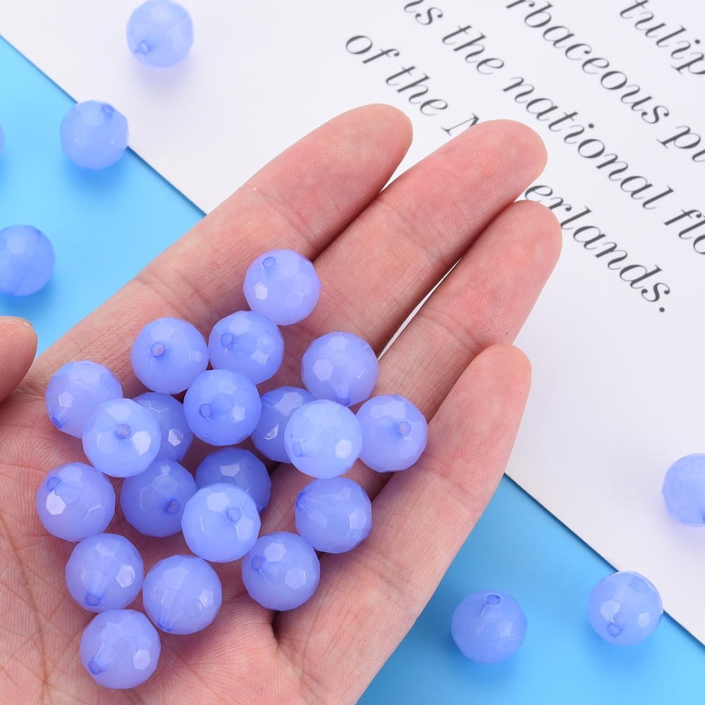 Imitation Jelly Acrylic Beads Faceted Round Medium Slate Blue 12x11.5mm Hole: 1.8mm 560pcs/500g