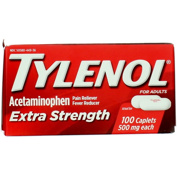 TYLENOL Extra Strength Pain Reliever & Fever Reducer, 500 mg Caplets 100 ea (Pack of 4)
