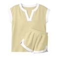 thumbnail image 7 of Short Sleeve Womens Tracksuit Sets Crew Neck Solid Color Tops and Loose Shorts Summer 2 Piece Outfit with Pockets Beige XL, 7 of 7