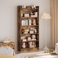 thumbnail image 6 of Yaheetech 6-Tier Modern Open Shelf Bookcase with Top Open Compartment & Anti-Toppling Device, Rustic Brown, 6 of 10