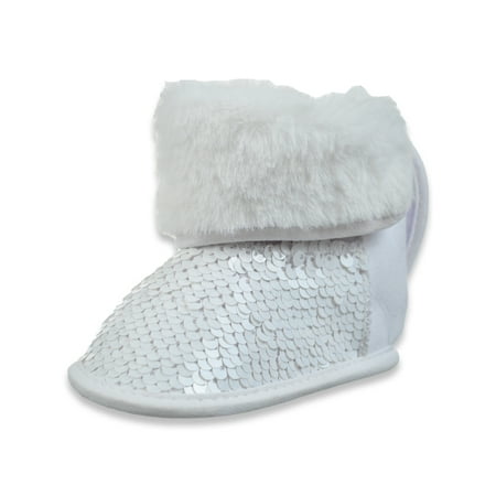 

First Steps by Stepping Stones Baby Girls Faux Fur Boots - white 0 - 3 months (Newborn)