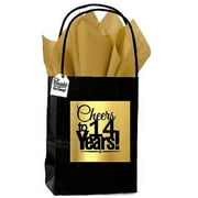 Gift Bags Black and Gold Cheers Themed Small Party Favor 12-Count