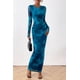 thumbnail image 4 of Vestido PRETTYGARDEN ajustado maxi de manga larga con estampado floral M, 4 of 8