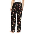 thumbnail image 3 of Naloa Red White Flowers Print Women’s Ultra-Soft Comfy Pajama Lounge Pants with Pockets & Drawstring, 3 of 8
