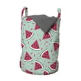 thumbnail image 1 of Fruit Laundry Bag, Watermelon Slices on Pastel Colored Background Pop Art Fresh Food, Hamper Basket with Handles Drawstring Closure for Laundromats, 13" x 19", Almond Green Dark Coral, by Ambesonne, 1 of 4