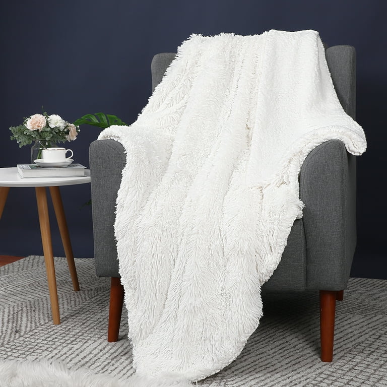 Fluffy white best sale throw blanket