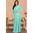 thumbnail image 3 of KOH KOH Long Sleeve Modest Fall Winter Elegant Evening Flowy Empire Waist Full Floor Length Cocktail Formal Tall Pleated Maxi Dress Gown Abaya For Women Light Mint Green XXX-Large US 22-24 NT009, 3 of 7