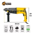 thumbnail image 3 of Kit de Herramientas Eléctricas KO-300 KONG | Rotomartillo 800W SDS-Plus + Taladro 13mm 800W + Esmeriladora Angular 4-1/2” 880W con Accesorios y Estuche Rígido, 3 of 10