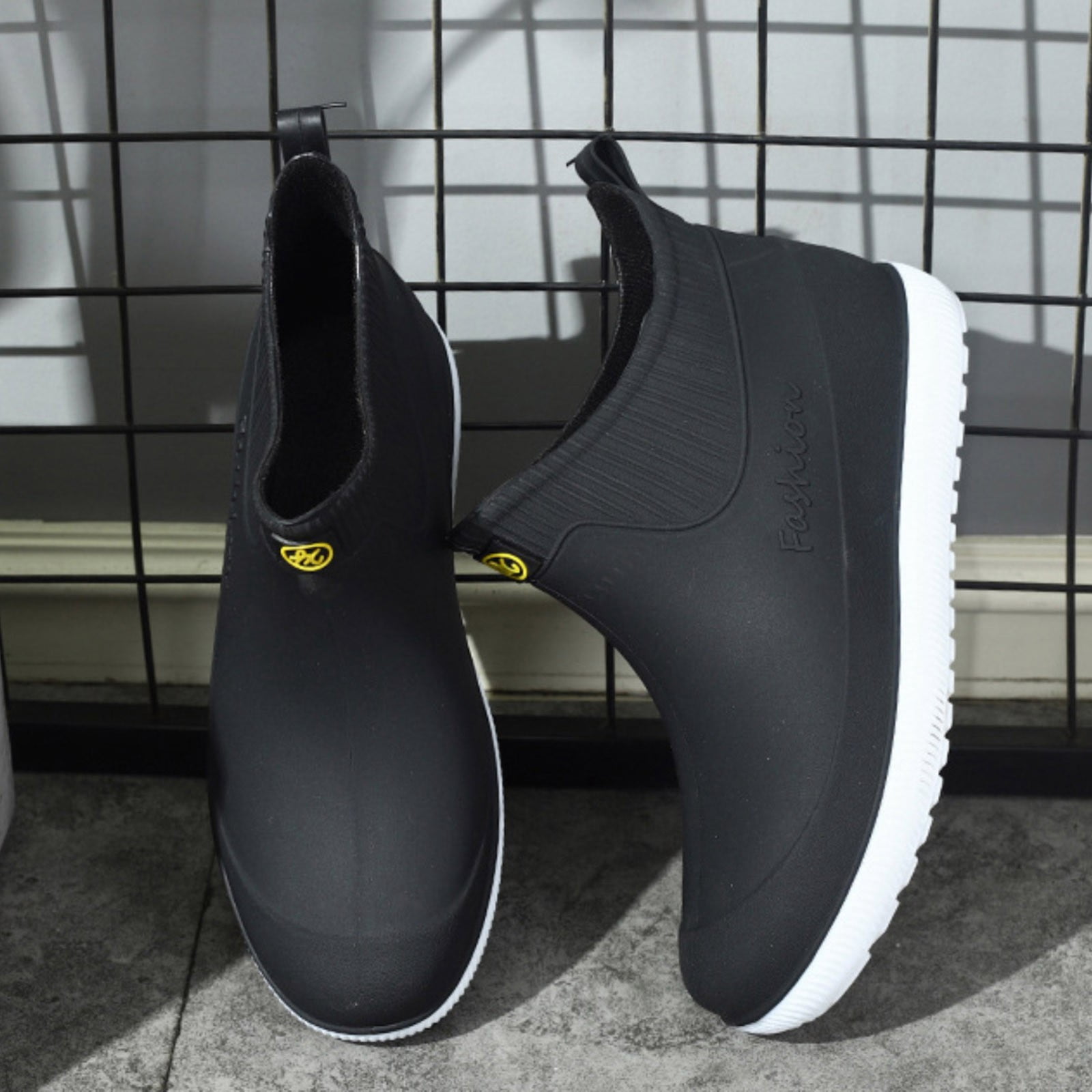 Cathalem Men Snow Boots Rain Boots Men Short Tube Water Shoes Kitchen Anti Labor Waterproof Rain Shoes Winter Shorts Boys Black 9