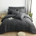 thumbnail image 1 of HIG Juego de Edredón Moderno de 8 Pzas con Sábanas para Todas las Estaciones, Cama en una Bolsa, Gris Oscuro, Tamaño Queen, 1 of 11