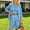 Blue, variant on Morttic Plus Size Women's Long Sleeve Blazer & High Waist Shorts Set – Button Closure, Solid Color Summer Office Suit Gray,XL