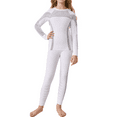 thumbnail image 3 of Charmo Thermal Outfit Sets for Kids Athletic Long Base Layer Girls Boys Top Bottom Activewear Sets with Thumbhole,5-12Years, 3 of 8
