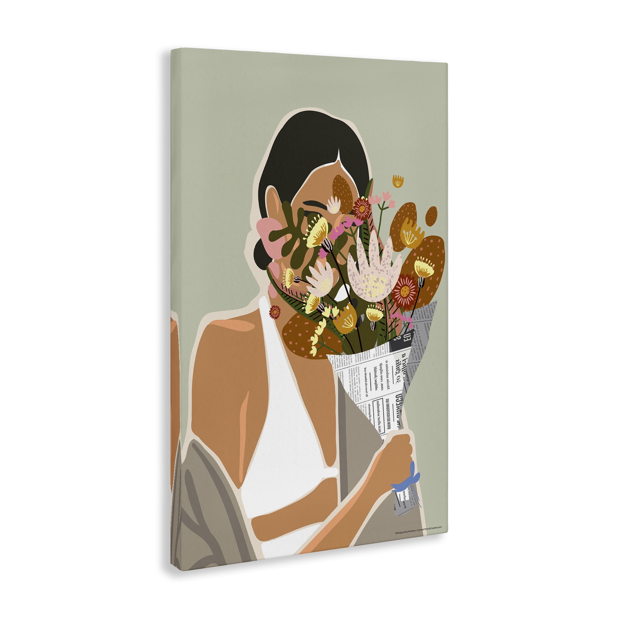 Stupell Industries Woman & Plant Bouquet People Painting Wrapped Canvas Art Print Wall Art, 30 x 45