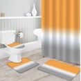 thumbnail image 1 of Juego de 4 cortinas de ducha con degradado de color naranja y gris con tapetes, tapa de inodoro y tapete de baño, cortina de ducha de color degradado con 12 ganchos, juego de decoración de baño, 1 of 7