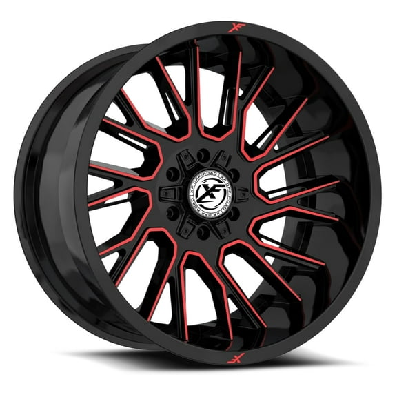20x10 XF Off-Road XF-230 Gloss Black Machined Red Wheel 5x5/5x5.5 (-24mm)