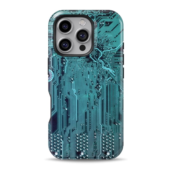DesignSkinz Scratch-Resistant Hard Slim Case Compatible with iPhone 16 (Compatible with MagSafe) - Electric Circuit Board V5