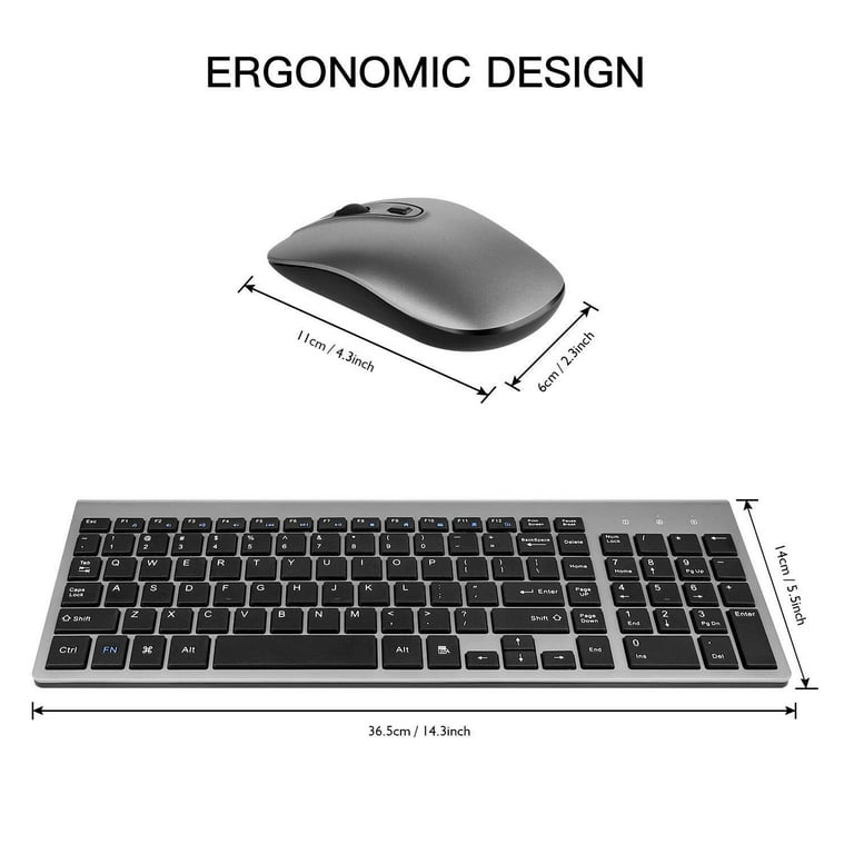Wireless Keyboard Mouse Combo, cimetech Compact Full Size Wireless Keyboard  and Mouse Set 2.4G Ultra-Thin Sleek Design for Windows, Computer, Desktop