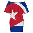 thumbnail image 6 of Cuba Flag Women's Off The Shoulder Ruffles Summer Wedding Guest Loose Casual Party Beach Dress, 6 of 9