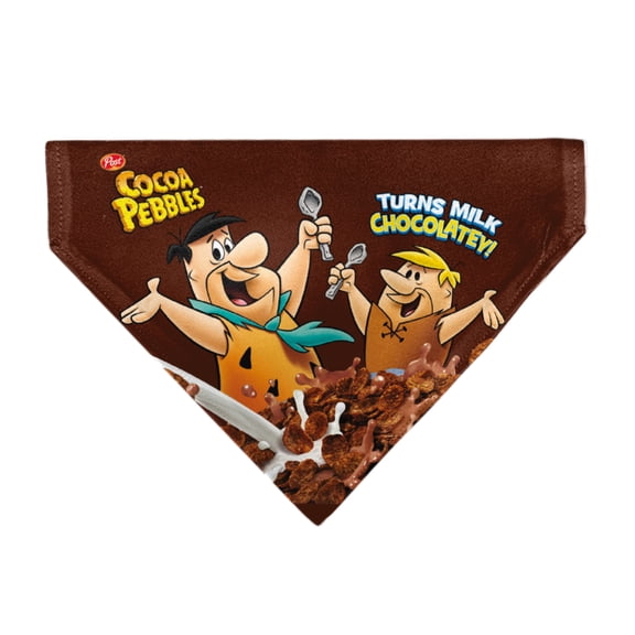 The Flintstones Pet Bandana Cocoa Pebbles Fred and Barney Rubble Cereal Box Print Brown Slip On Collar Bandana Only