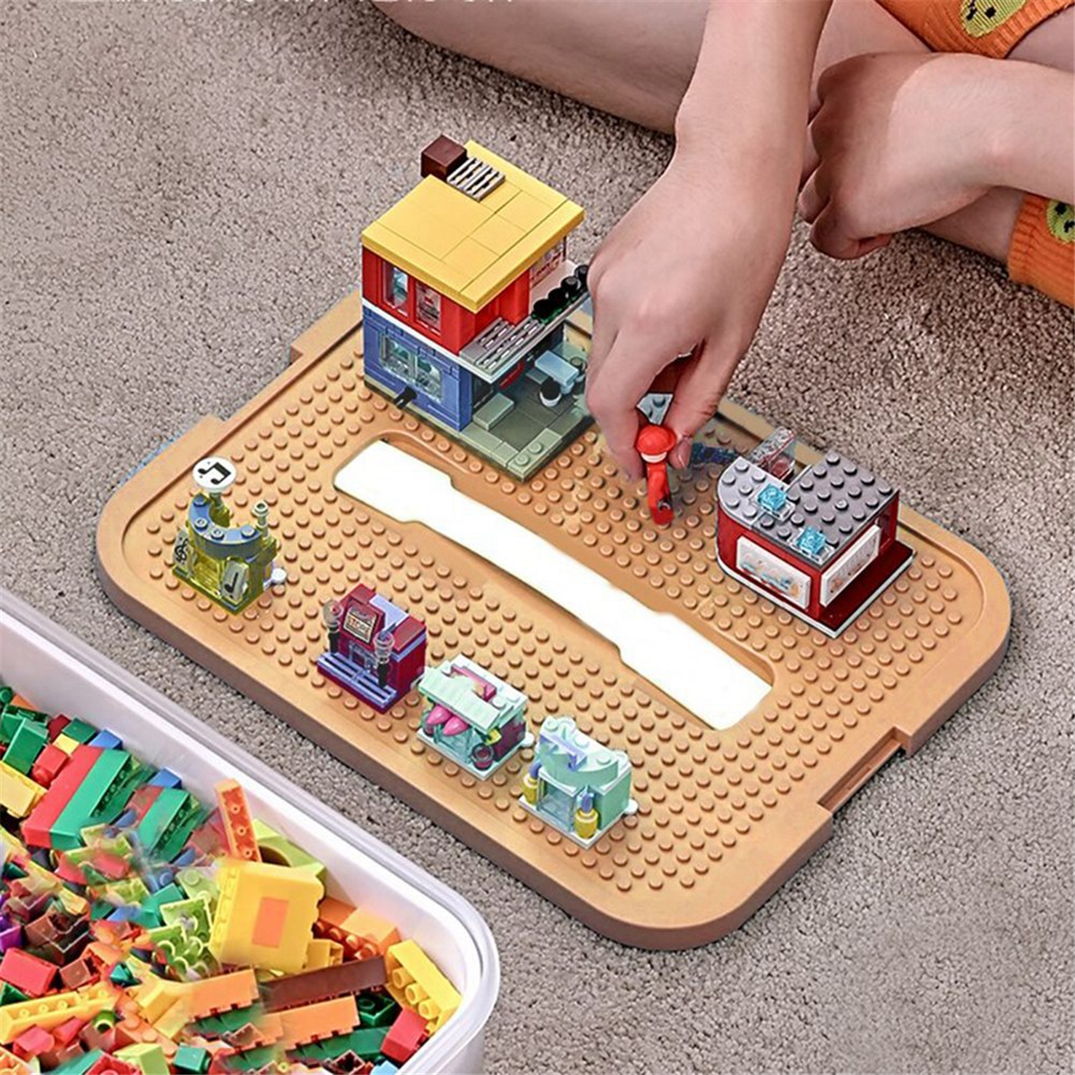 B Building Blocks Toys Storage Box for Lids Brick Shaped Plastic Kids Bin Containers Sundries Stackable Organizer