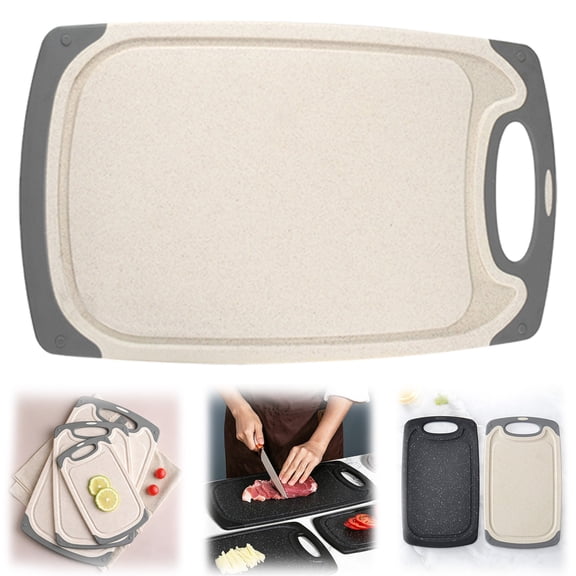 SomWiBe Wheat Straw Cutting Board, Small Double-Sided Kitchen Chopping Board with Juice Groove, Beige, 9.8 x 5.8 In